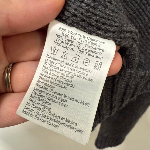 Silk & Cashmere Men's Neo Pullover Sweater Wool Cashmere Renaissance Grey XL - Picture 8 of 9